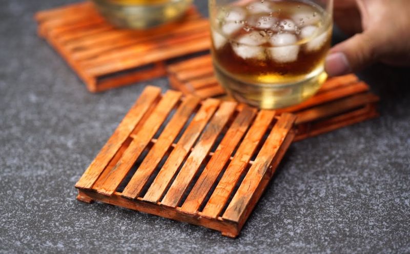 Pallet Coasters from Popsicle Sticks easy DIY project