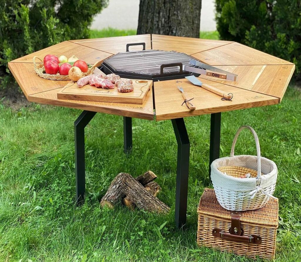 This BBQ Table Accommodates Eight People to Cook and Dine