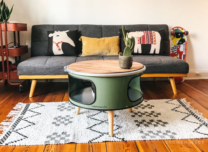 coffee table by Lockengeloet Hamburg made of oil drum