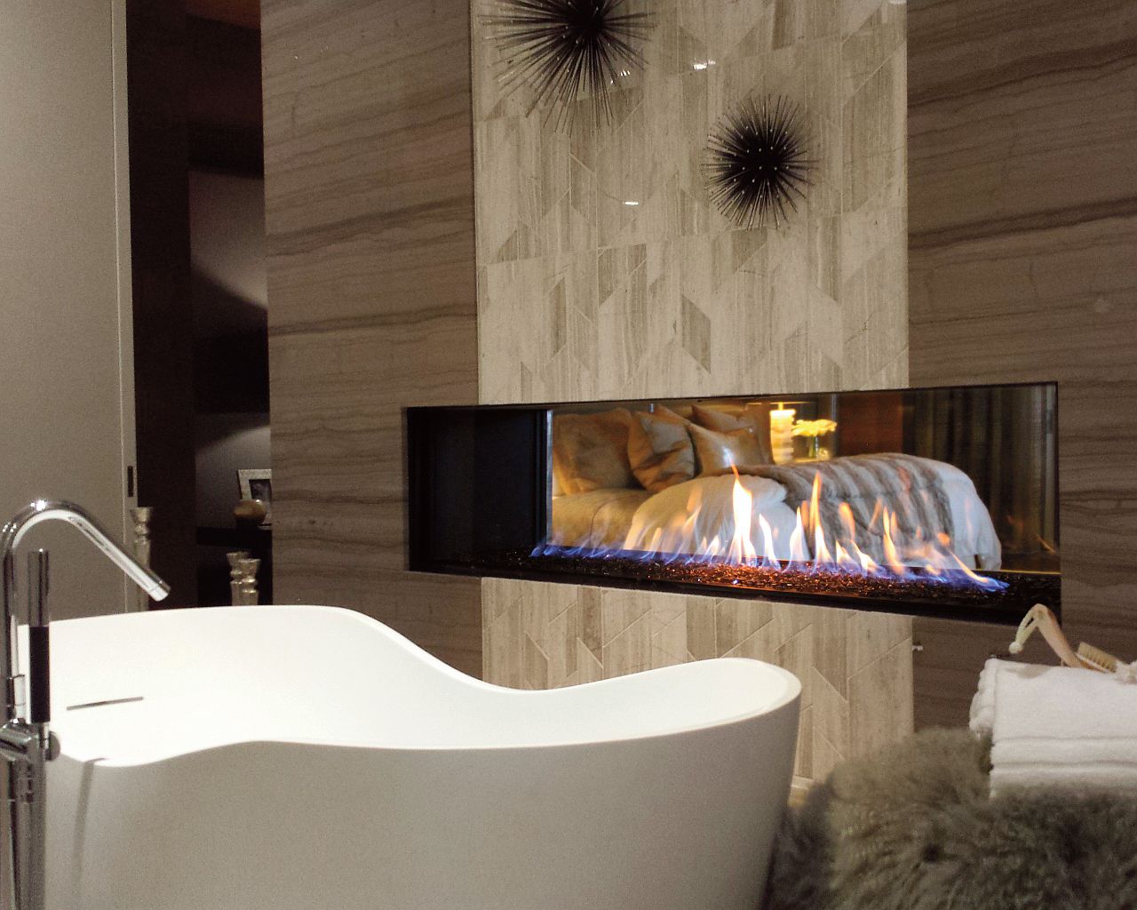 Finding the right fireplace for the contemporary bathroom