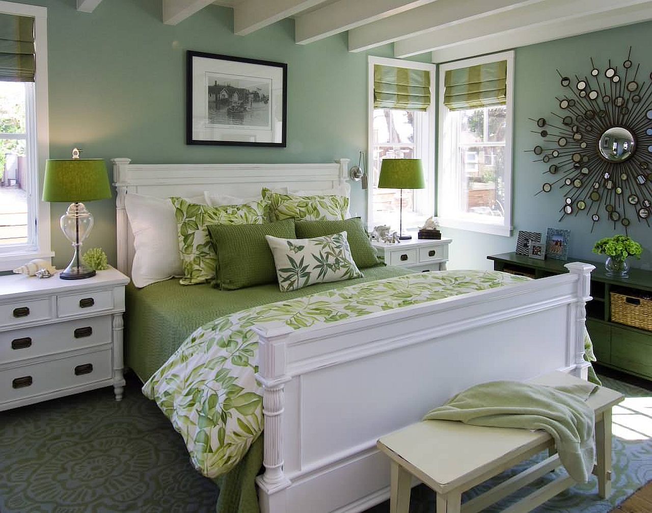 Adding botanical prints to add color and contrast to the light-filled bedroom