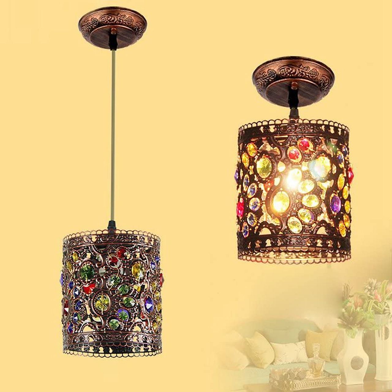 Dazzling pendants blend Moroccan charm with a bit of South-East Asian style