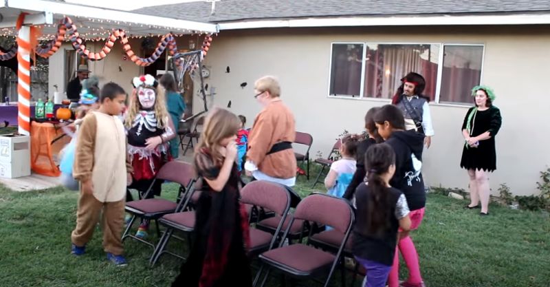 Halloween Musical Chairs game with kids