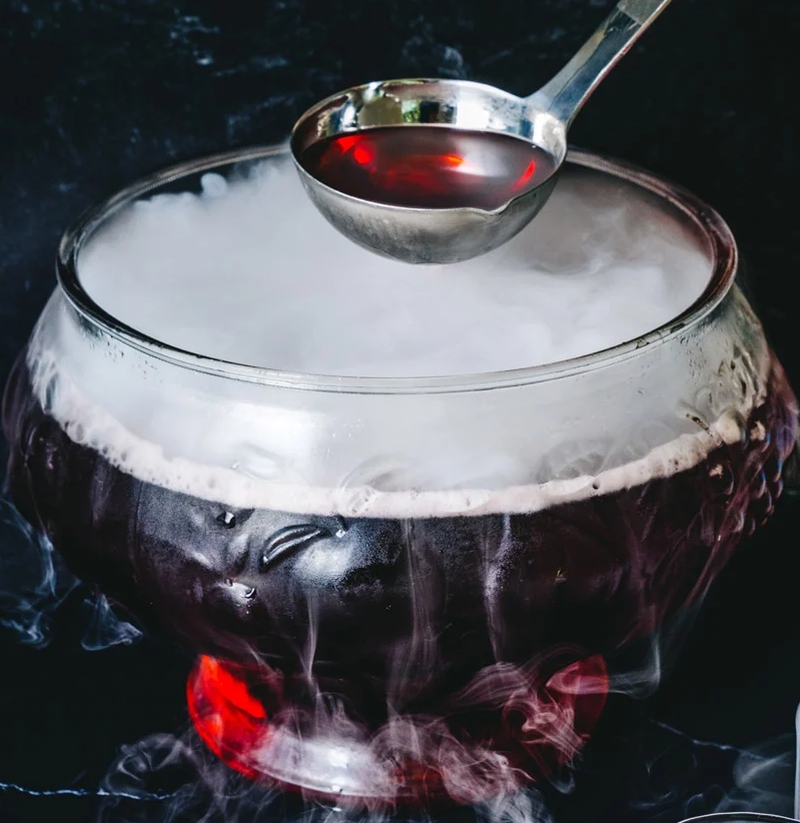 Halloween punch in large glass bowl