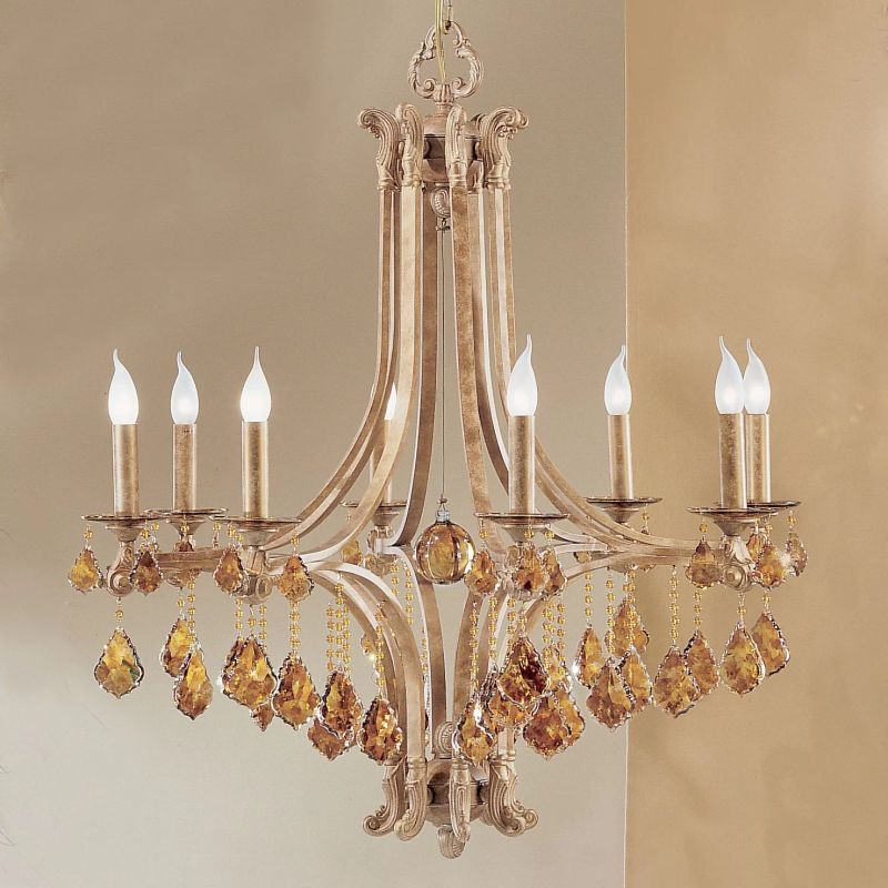 Mediterranean 8-Light Candle Style Chandelier