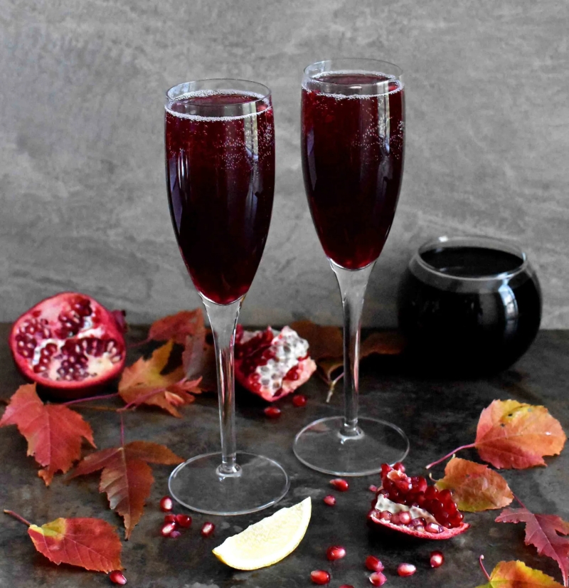 Pomegranate Champagne Cocktail - Halloween Drink