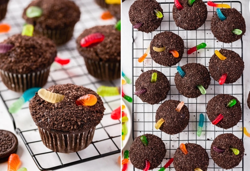 Pudding-Filled Dirt Cupcakes