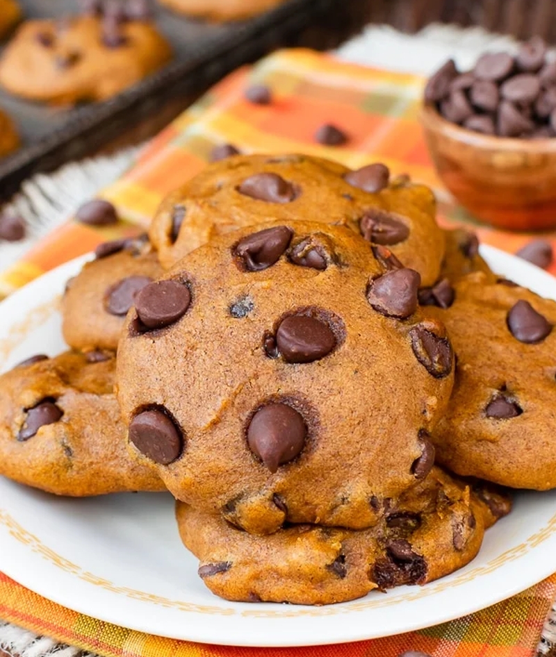 Pumpkin Chocolate Chip Cookies Halloween 