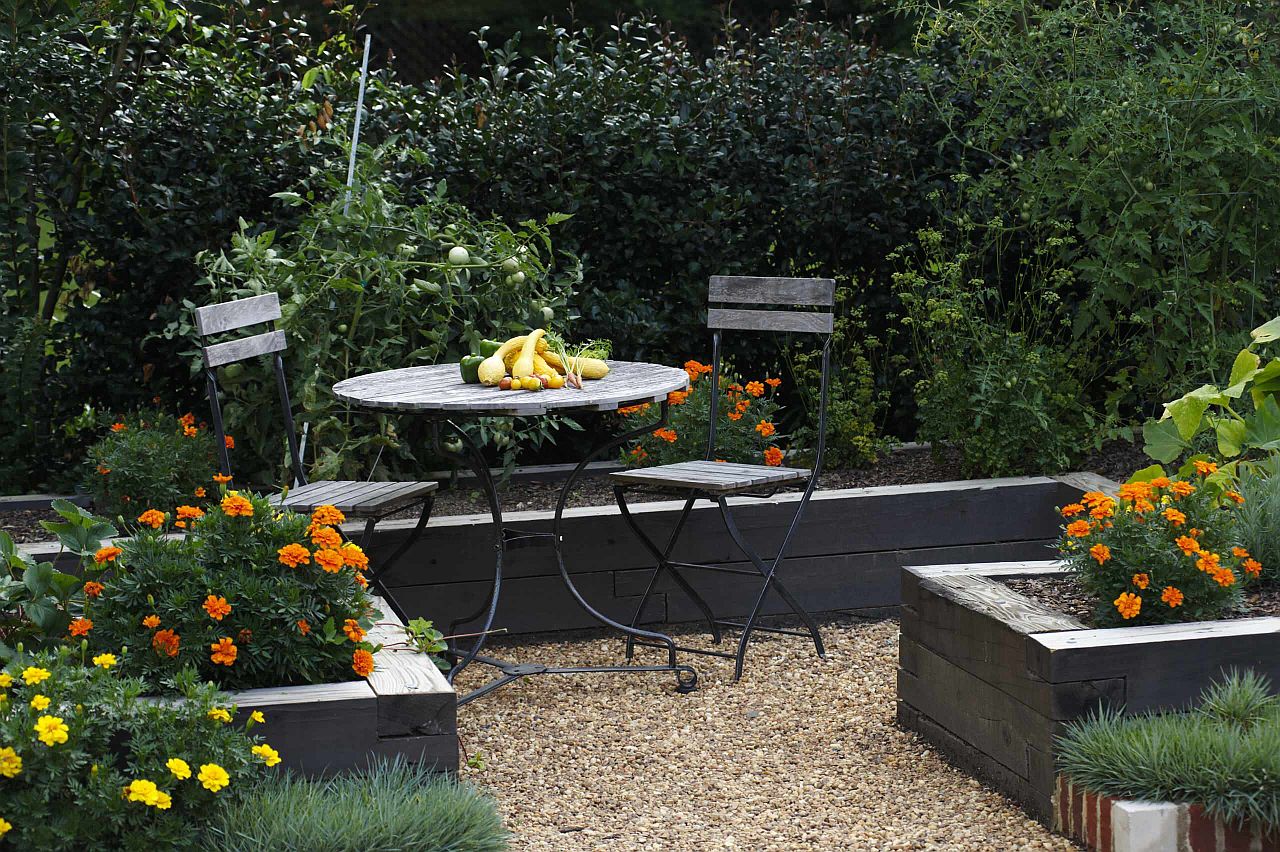 Raised garden beds allow you to grow your own vegetables and flowers