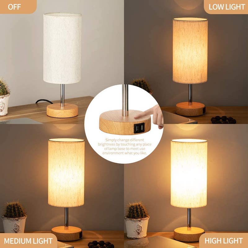 bedside table lamp with USB port