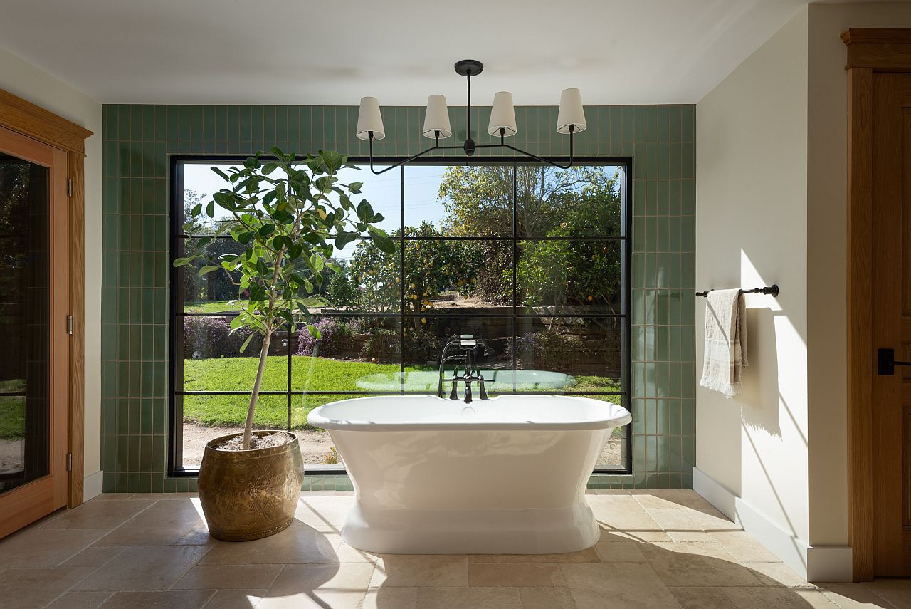 Bathroom with a view of private garden