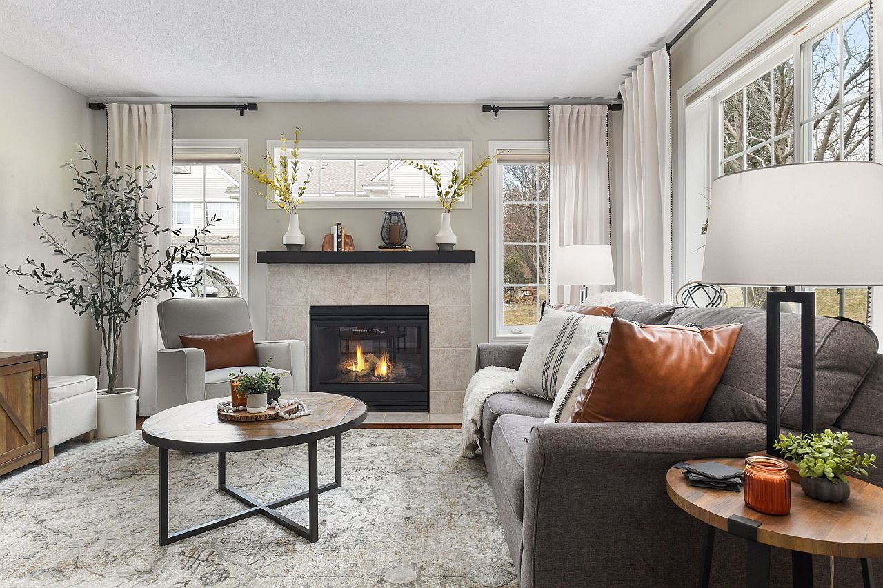 Beautiful small living room in neutral hues