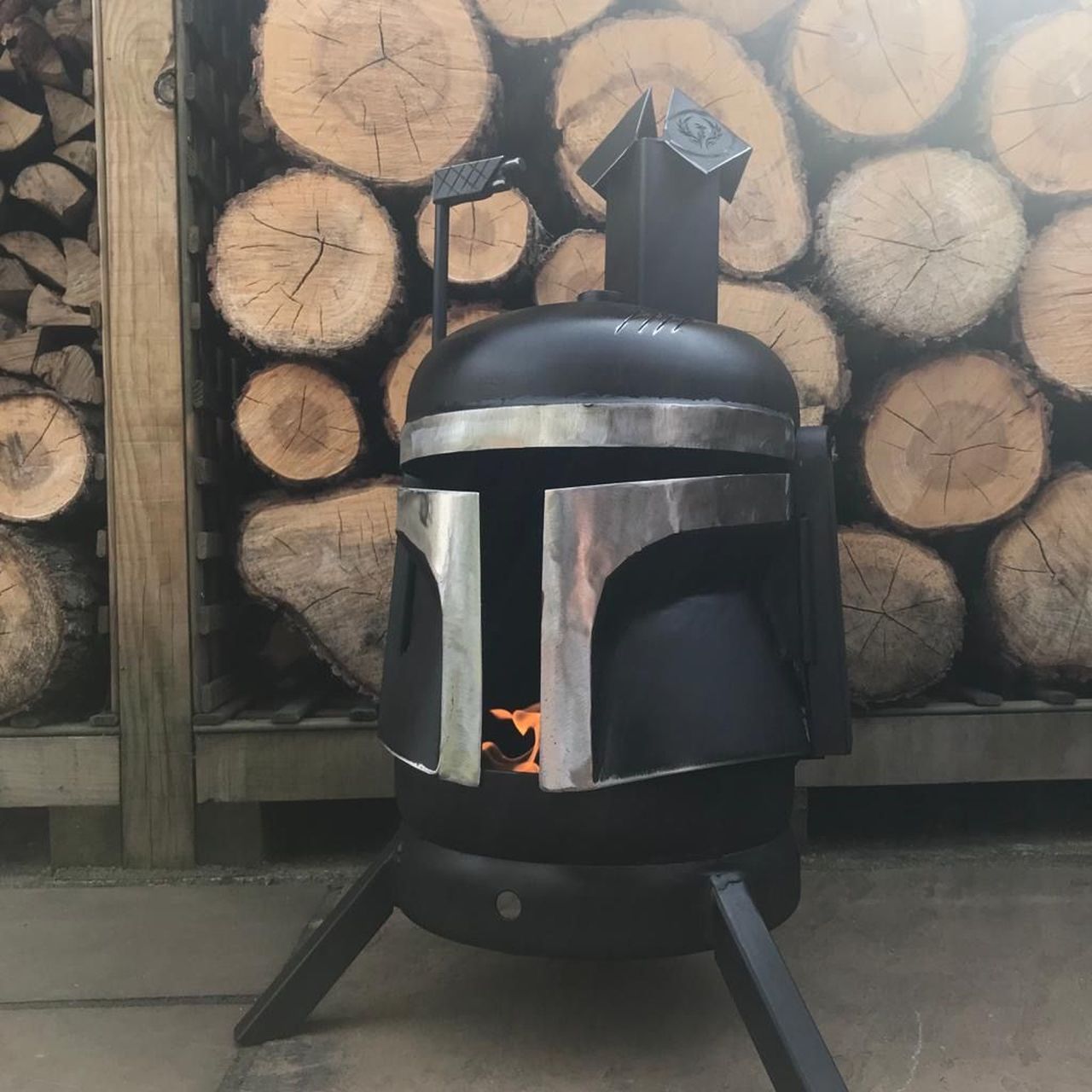 Boba Fett Helmet wood burner by Alex Dodson