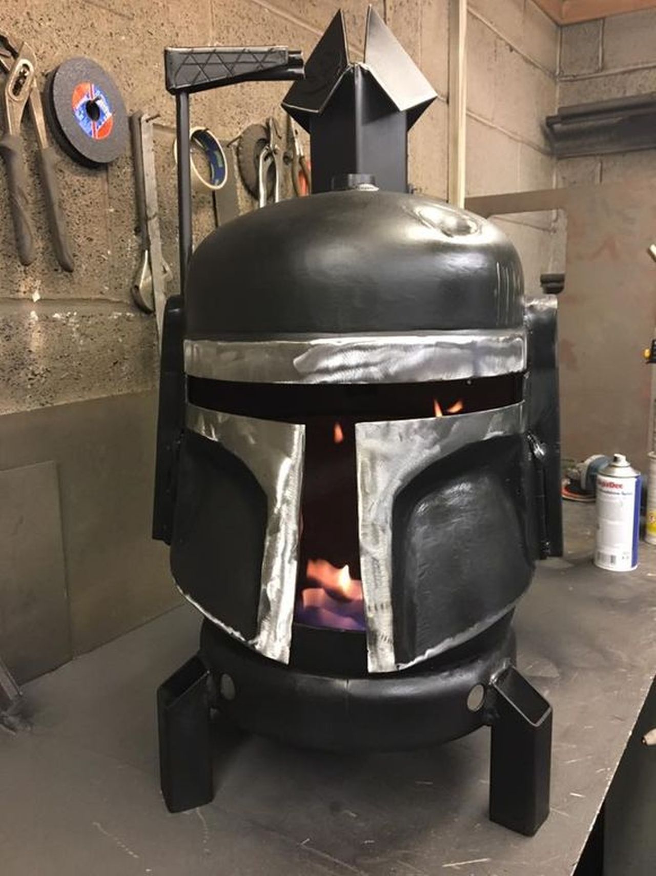 Boba Fett Helmet wood burner by Alex Dodson