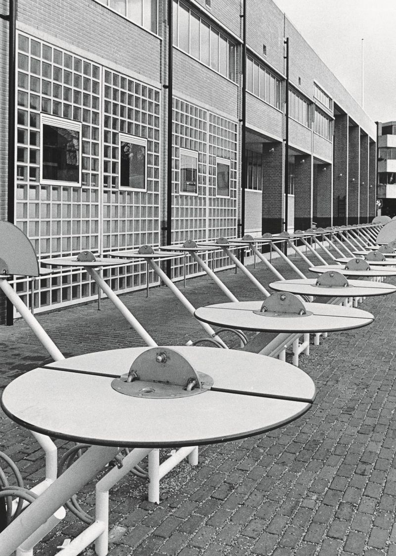 Gijs Bakker Bicycle Rack 1984 with fold-down saddle cover. 