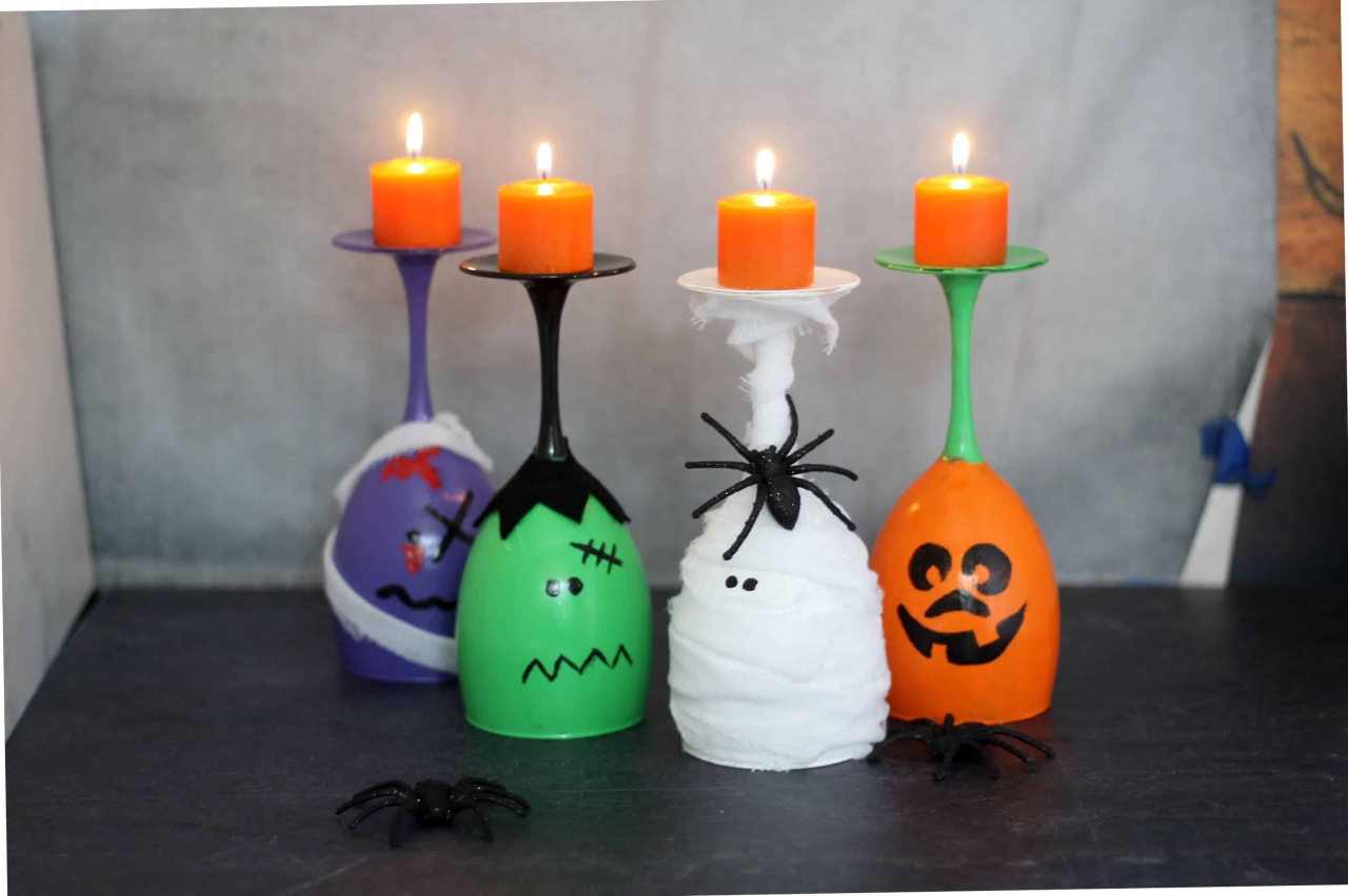 Halloween Wine Glass Candle Holders