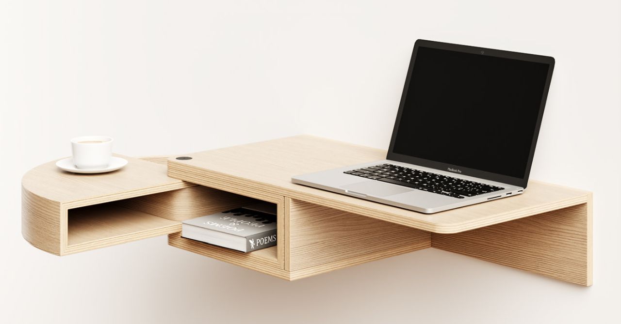 Revolver wall mounted desk by Joao Teixeira 