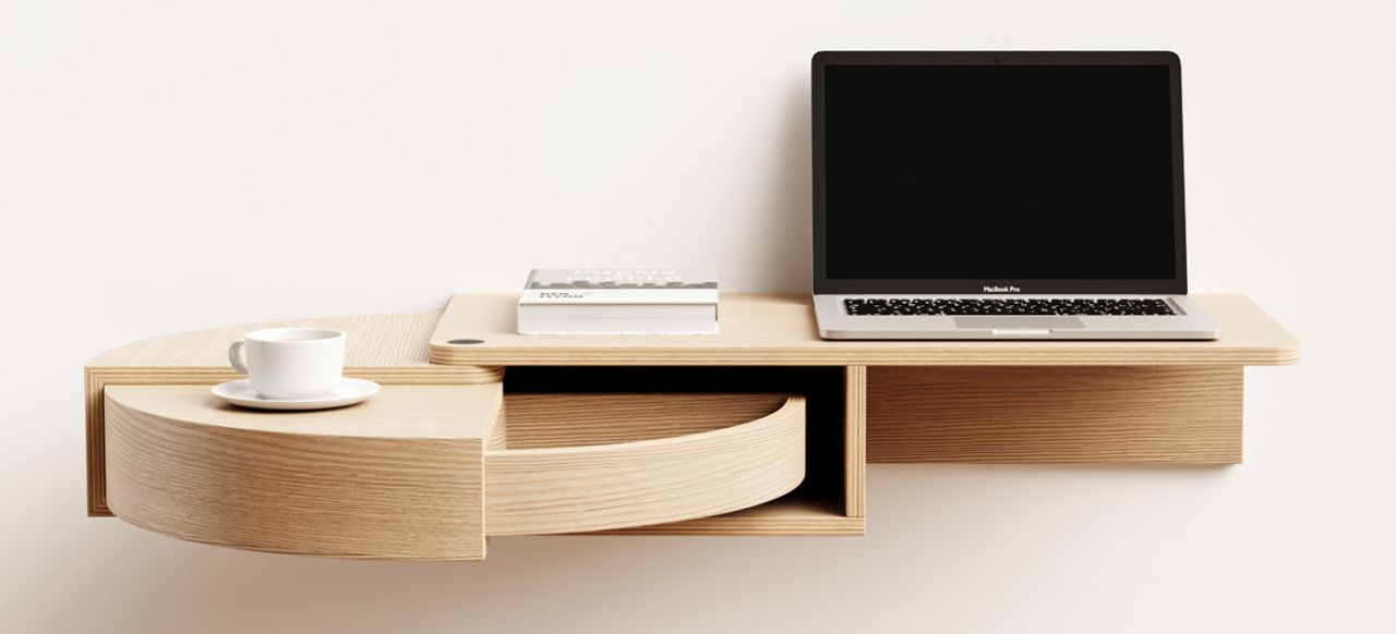 Revolver wall mounted desk by Joao Teixeira 