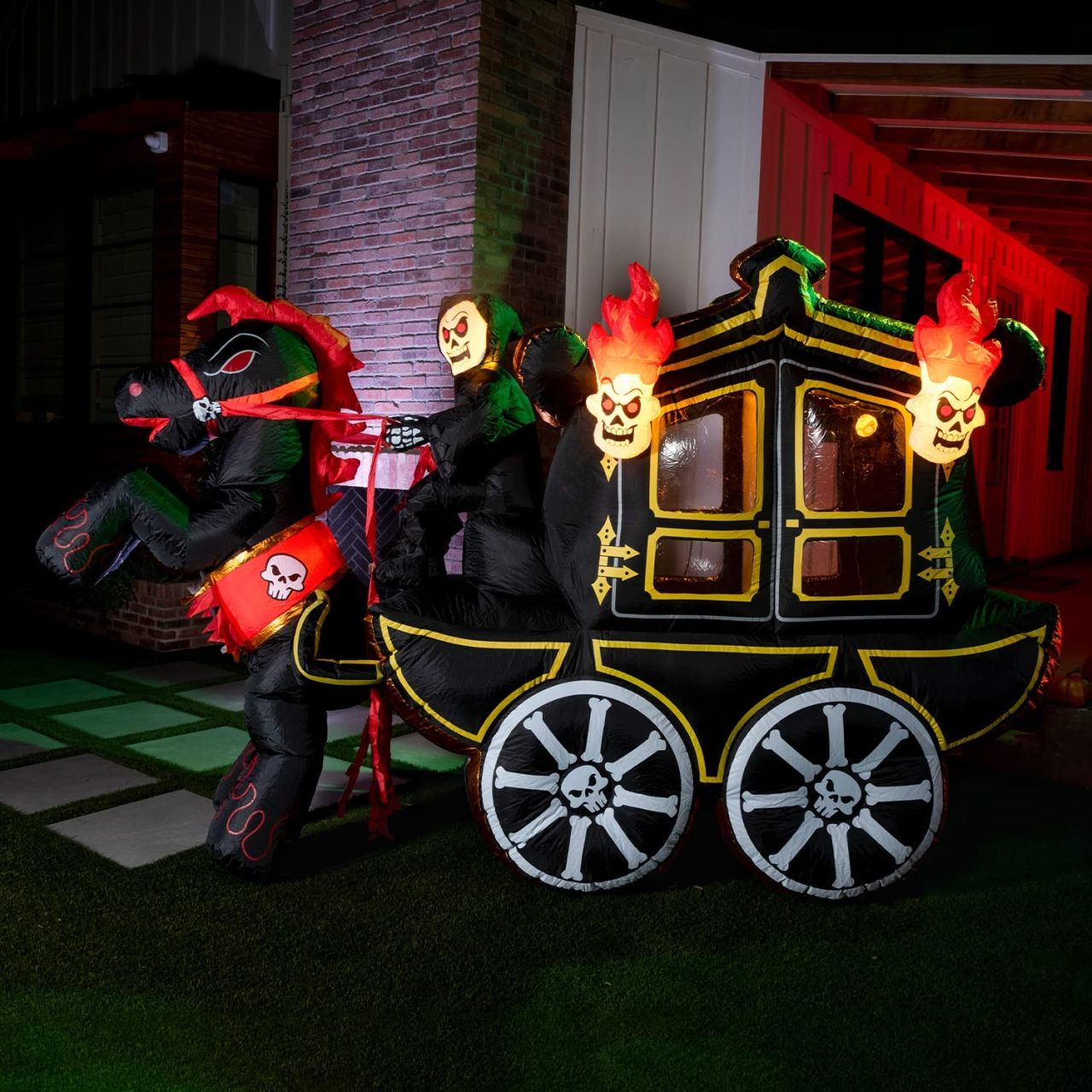 Long Carriage Halloween Inflatable with Build-in LEDs