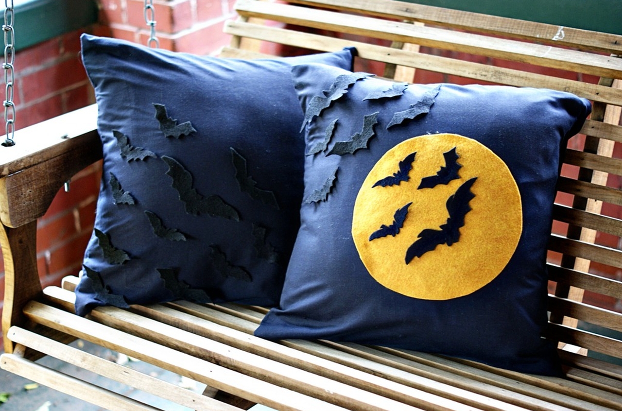 Moon and Bat DIY Halloween Pillow