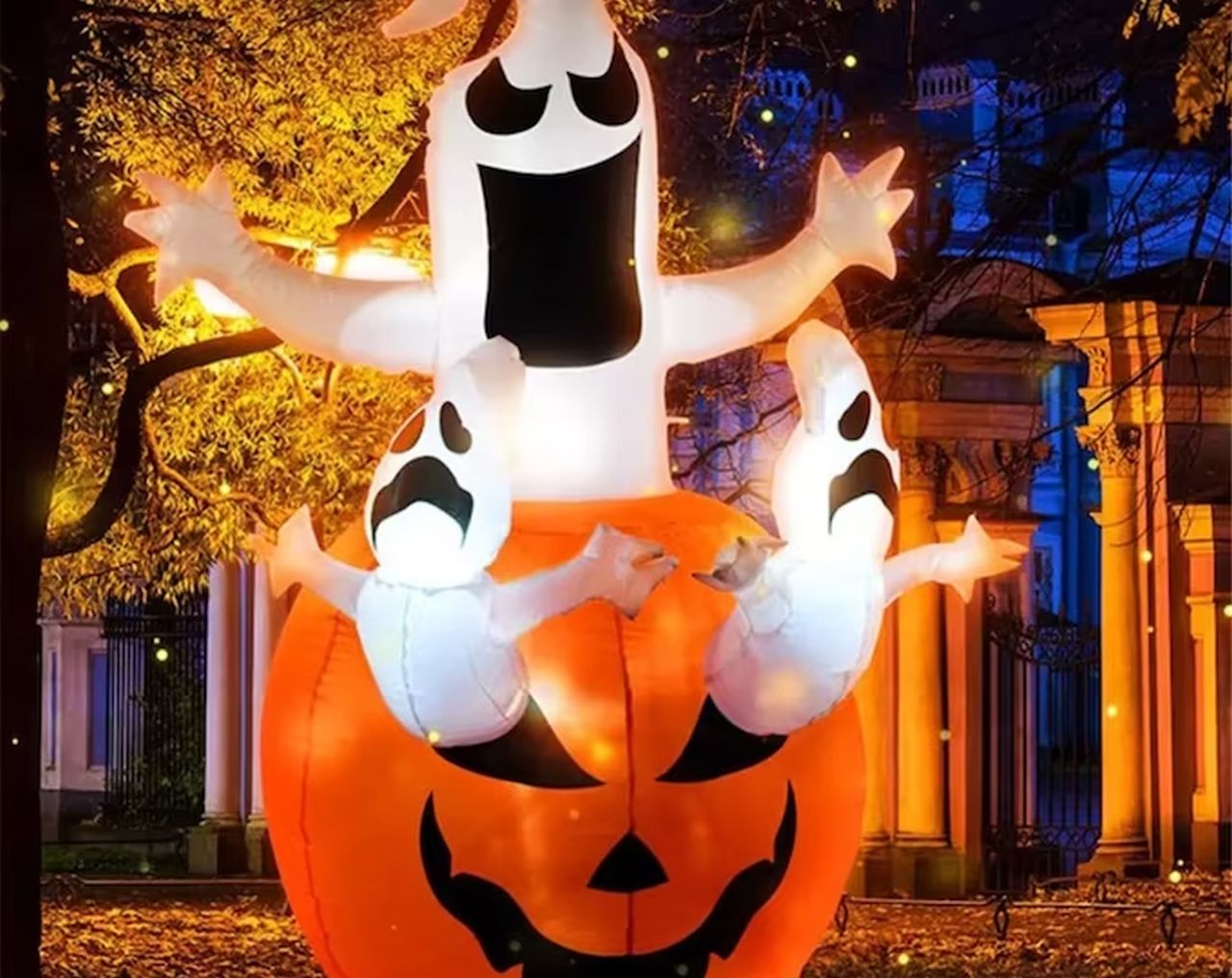 Pumpkin Halloween Inflatable with Ghosts