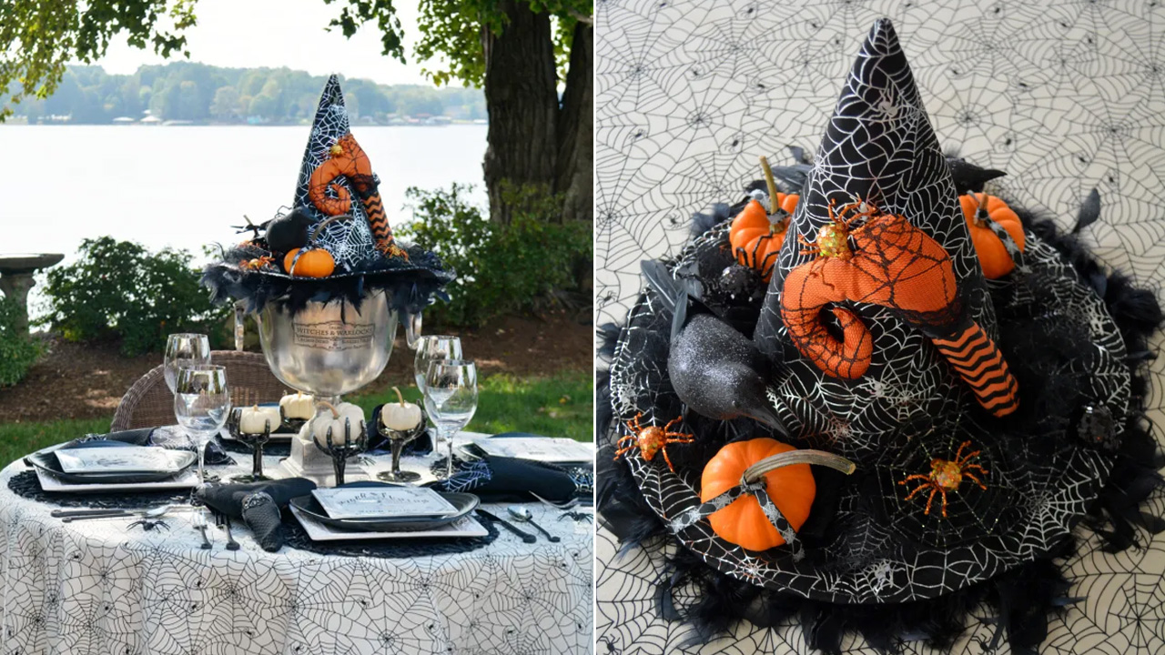 Witch's Hat Halloween table centerpiece