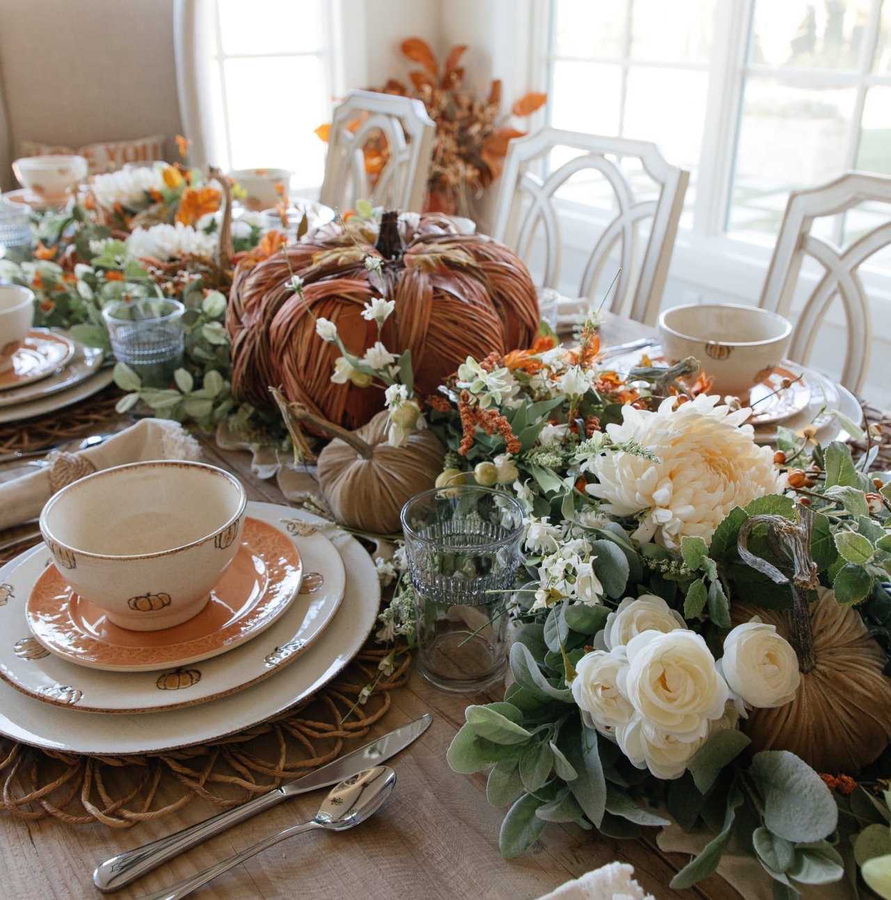 Wood pumpkin table centerpiece