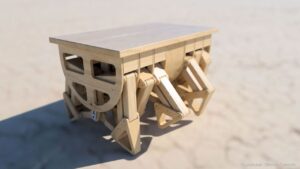 Wooden walking table by Giliam de Carpentier