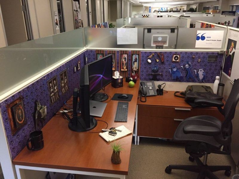 Adding creepy wallpaper on the walls of your cubicle will add Halloween essence