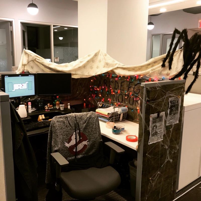 Another Stranger Things themed office cubicle with missing posters on the front