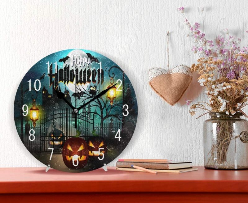 ALAZA Home Decor Happy Halloween clock