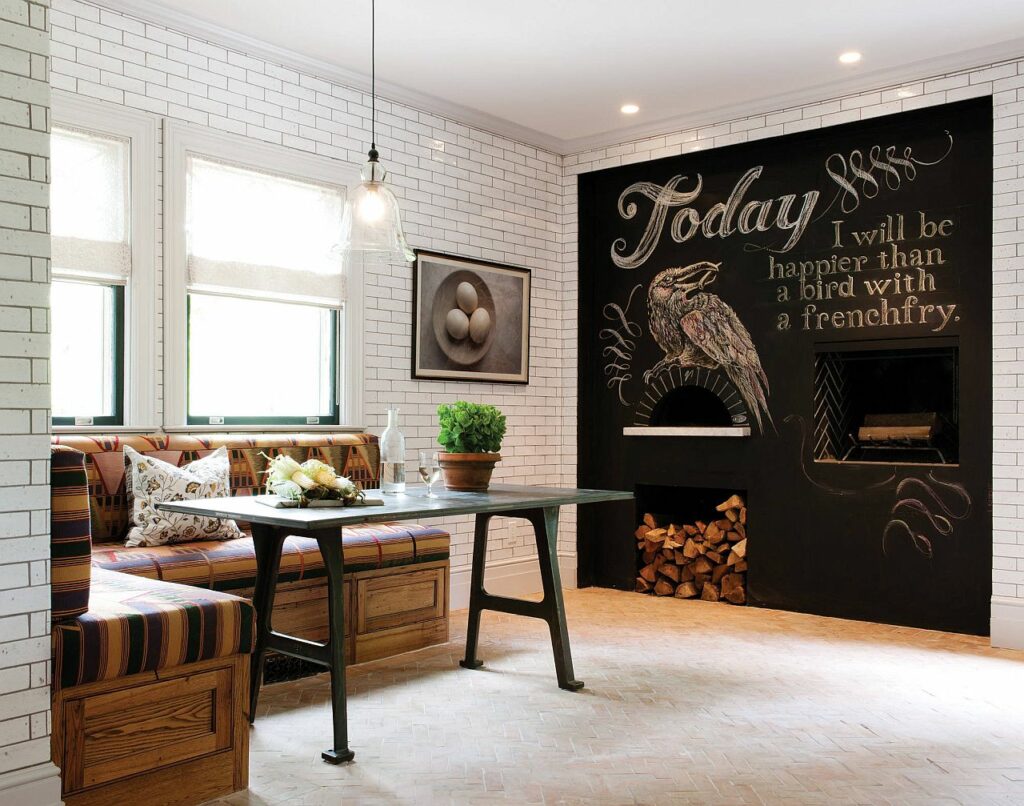 Beautiful rustic style dining room with modern touches thrown into the mix