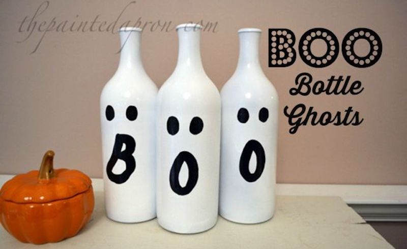 DIY wine Bottle Ghosts