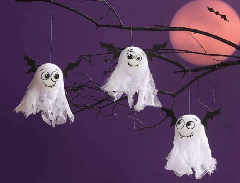 DIY Hanging Ghosts halloween 