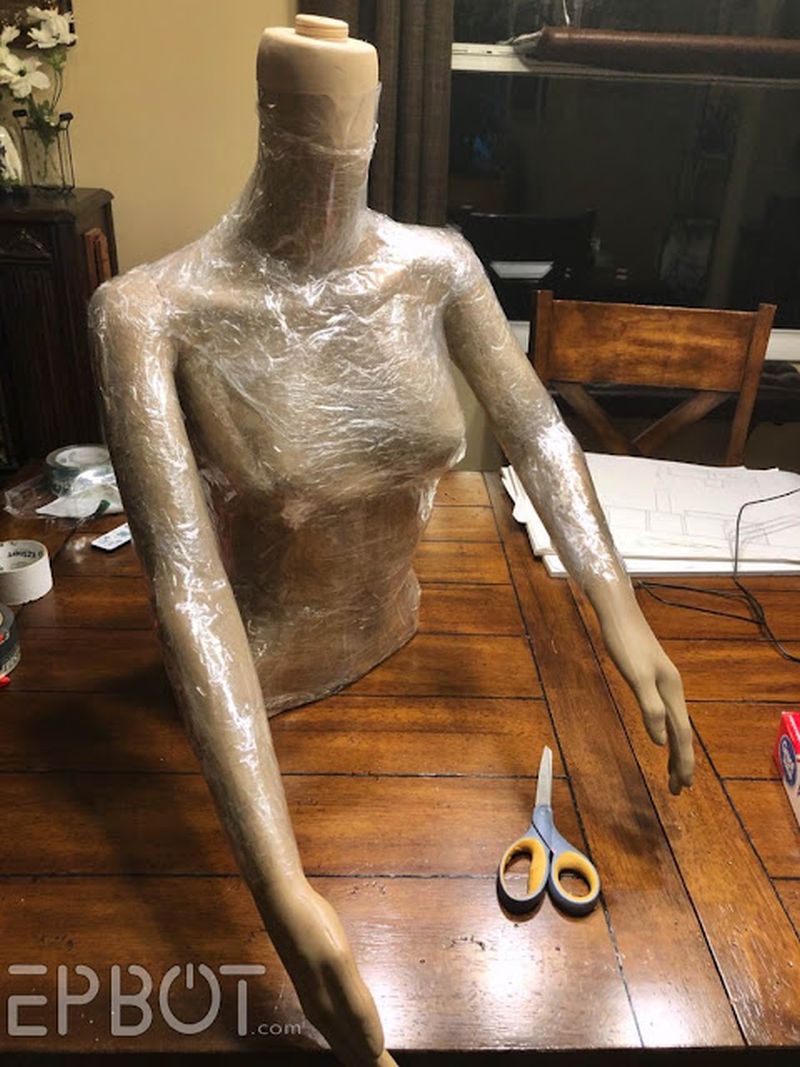 Ghost bride made of packing tape 