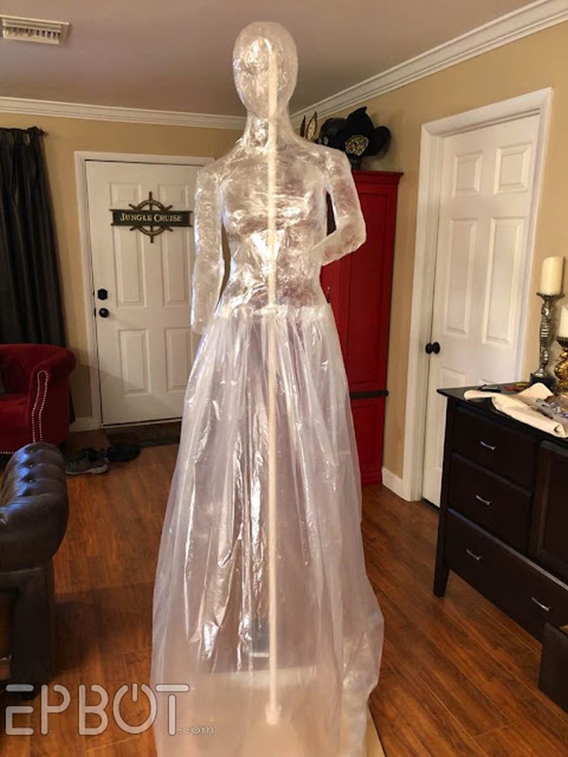 Ghost bride made of packing tape 