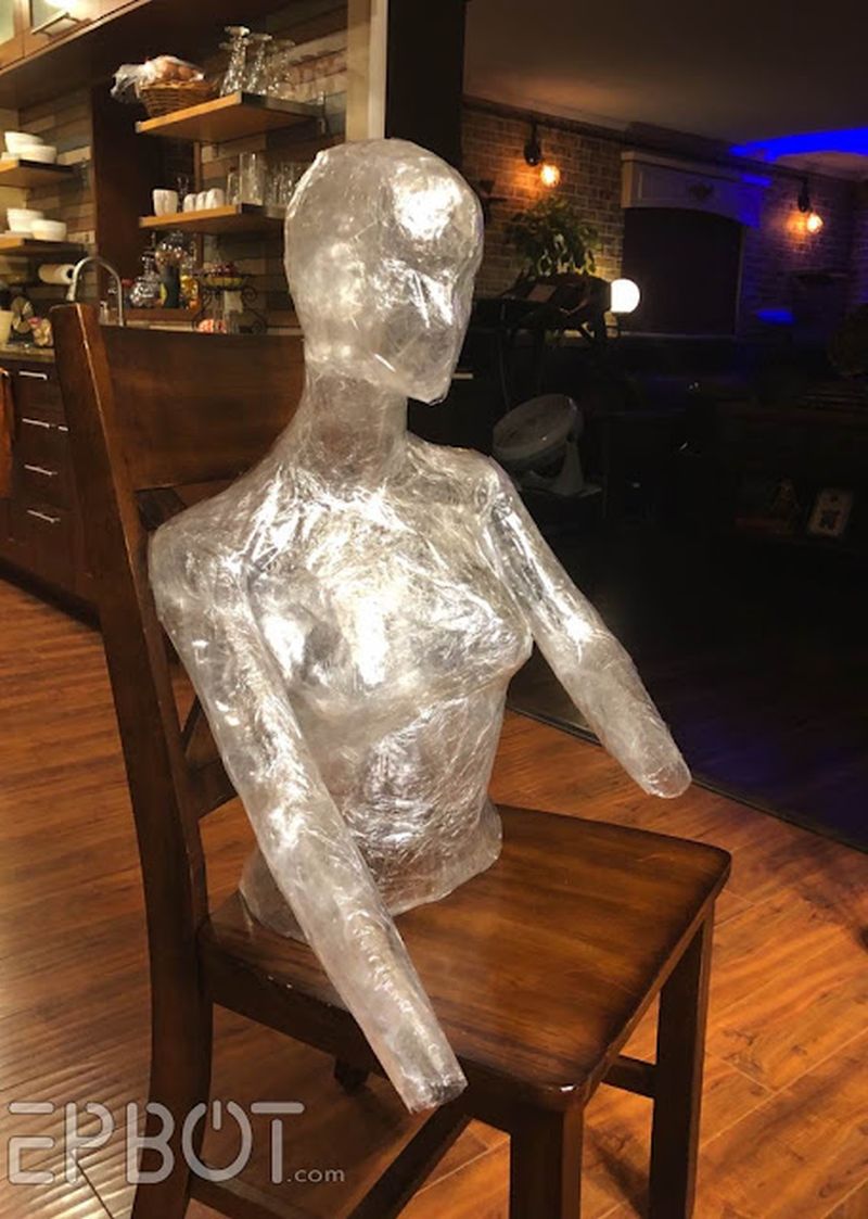 Ghost bride made of packing tape 