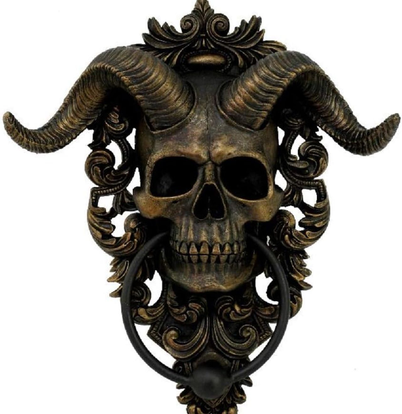 Diabolical Horned Skull Door Knocker