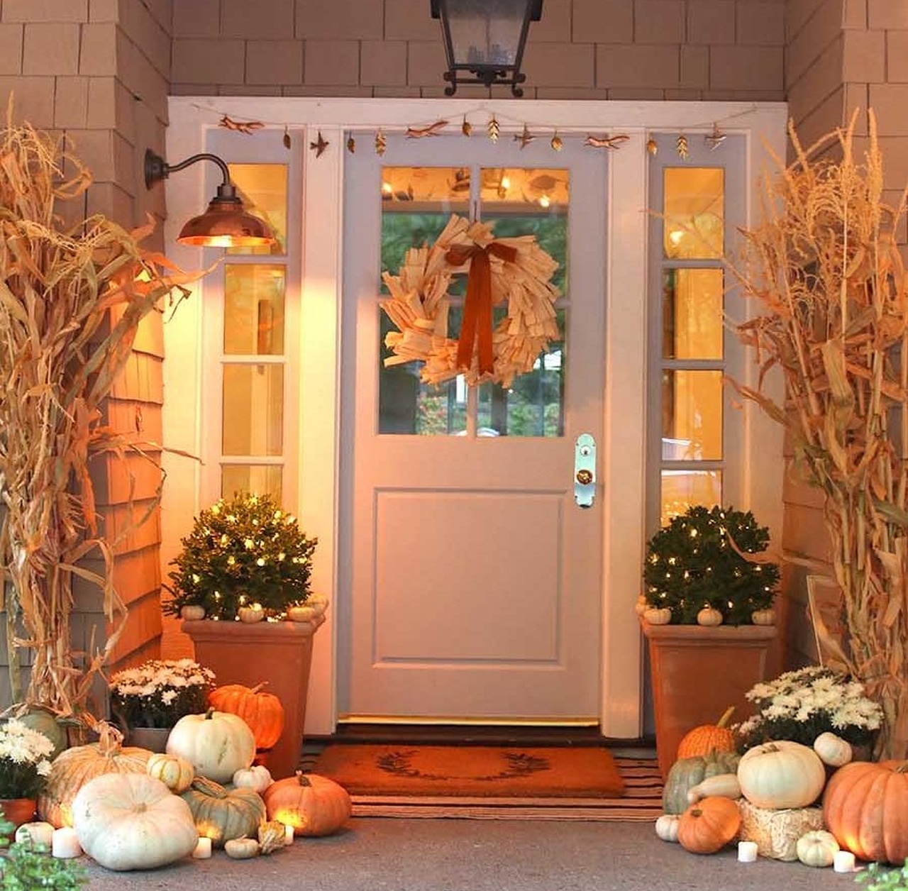 Fall Forch Decoration Ideas - Use Cornstalks