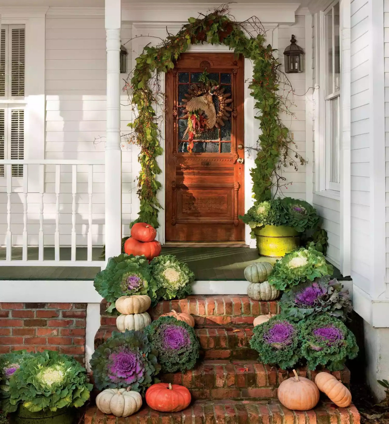 Fall Porch Decorating Ideas - Add a Garland