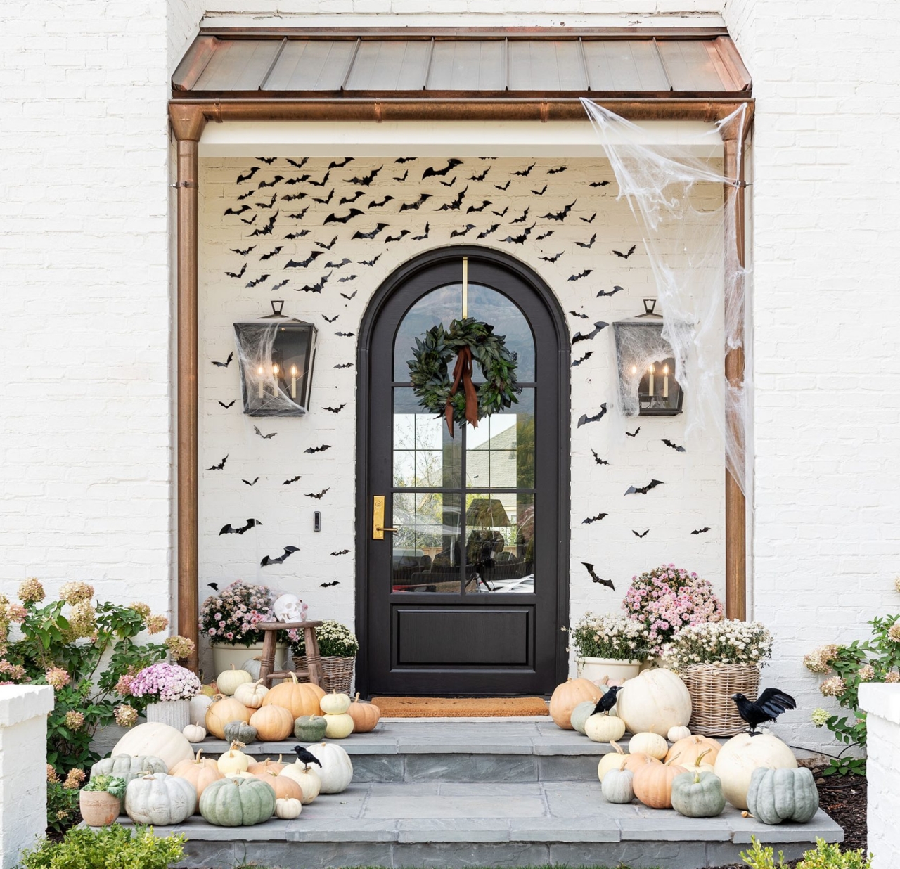 Fall Porch Decorating Ideas - Bats, Webs, and Crows