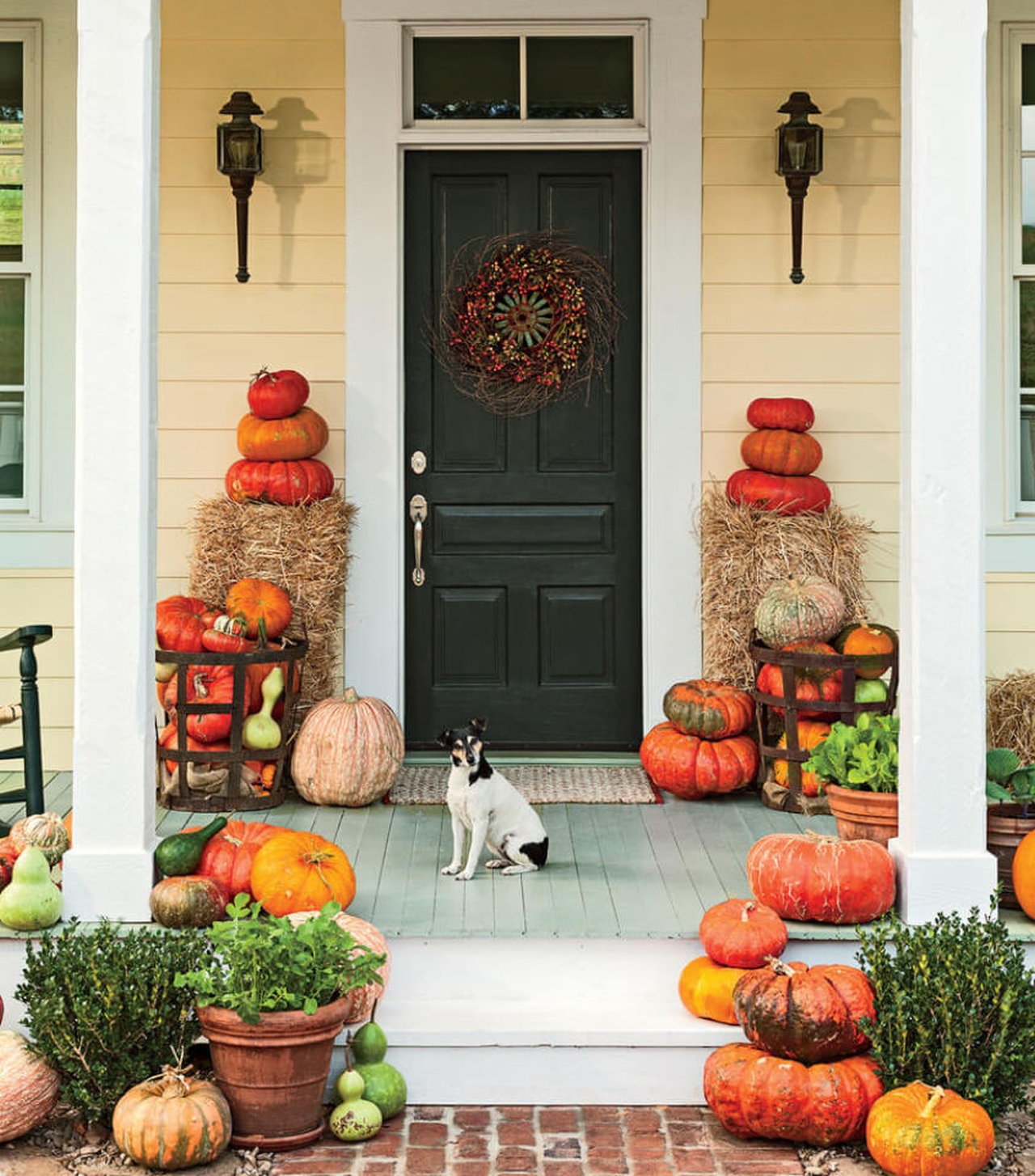 front Porch fall Decorating Ideas - Fall Foliage in Abundance