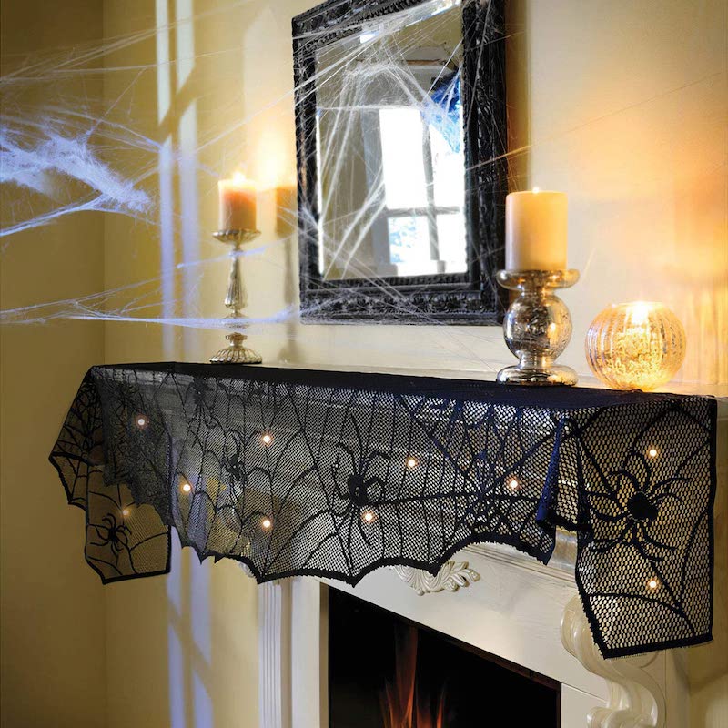 laced fireplace mantel cloth for Halloween Decorations