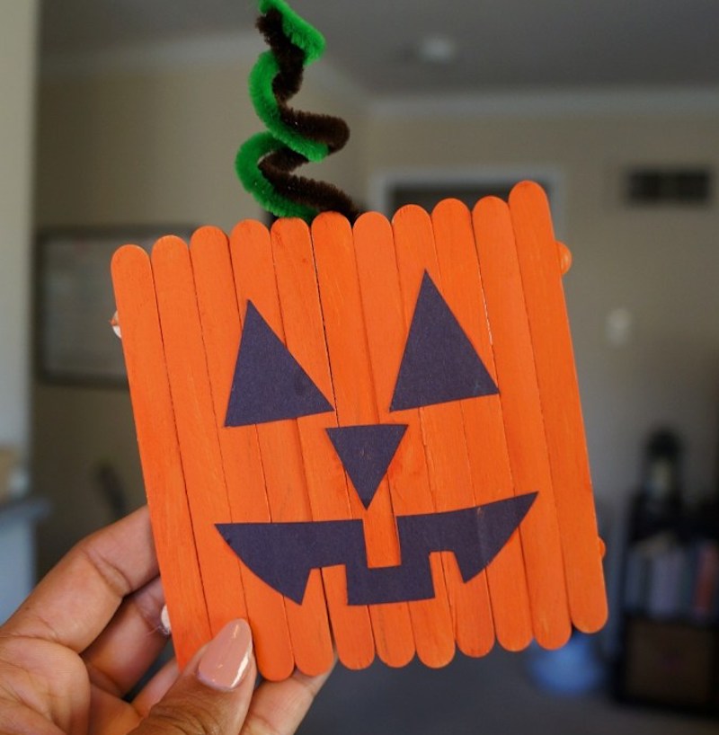 Jack-O-Lantern Face Popsicle Crafts For Halloween