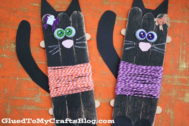 Popsicle stick cat Crafts For Halloween