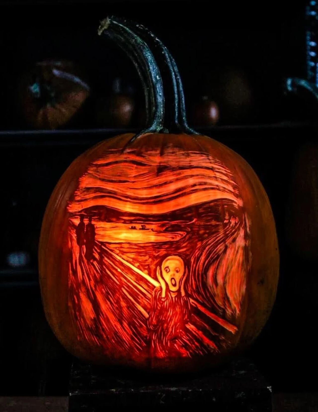 Pumpkin carving inspired by the renowned The Scream by Edvard Munch
