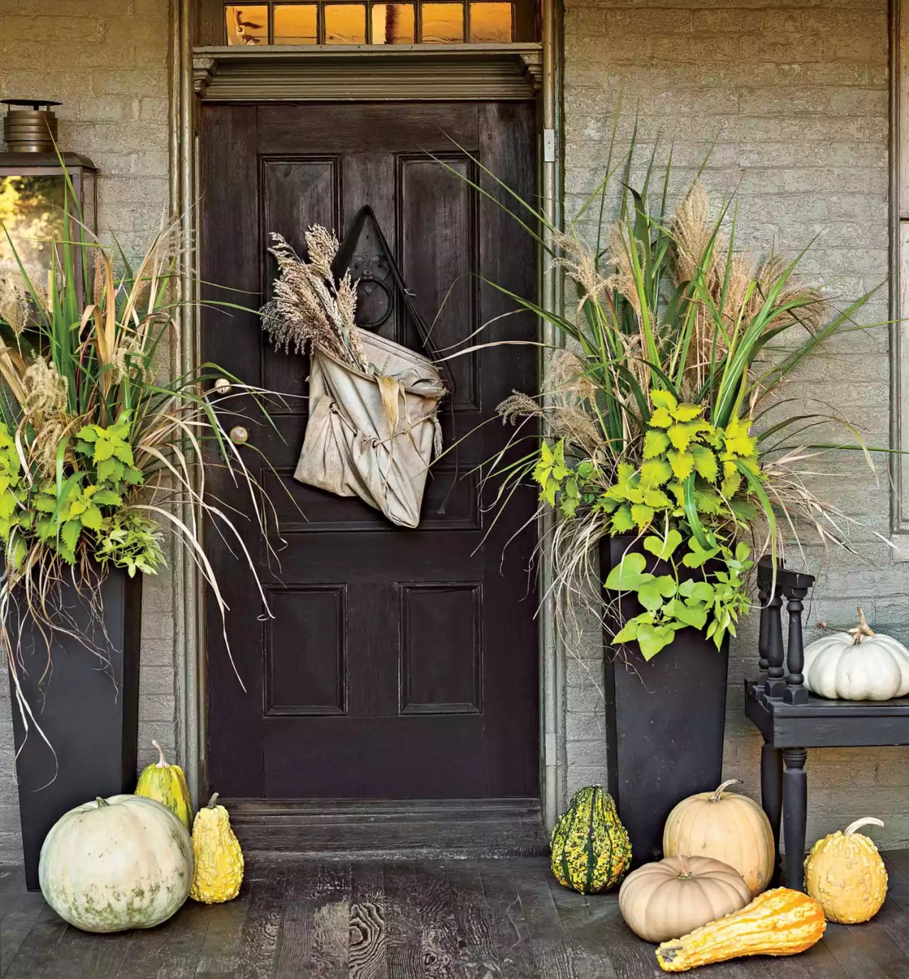 Seasonal Greens as Fall Porch Decoration Ideas