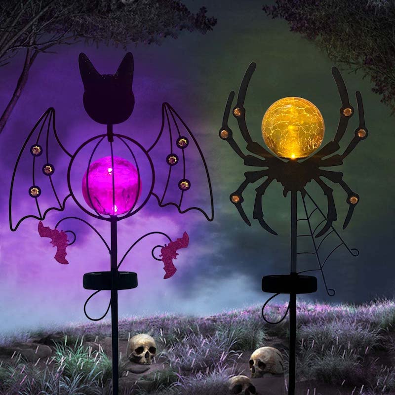 Solar Halloween Yard Spider stake Decoration