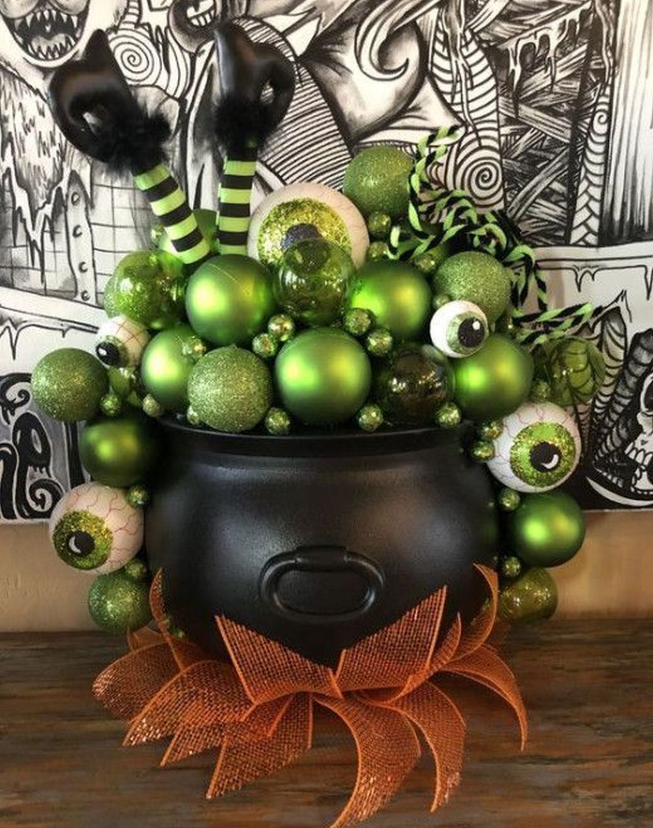 Witch crashing in a cauldron