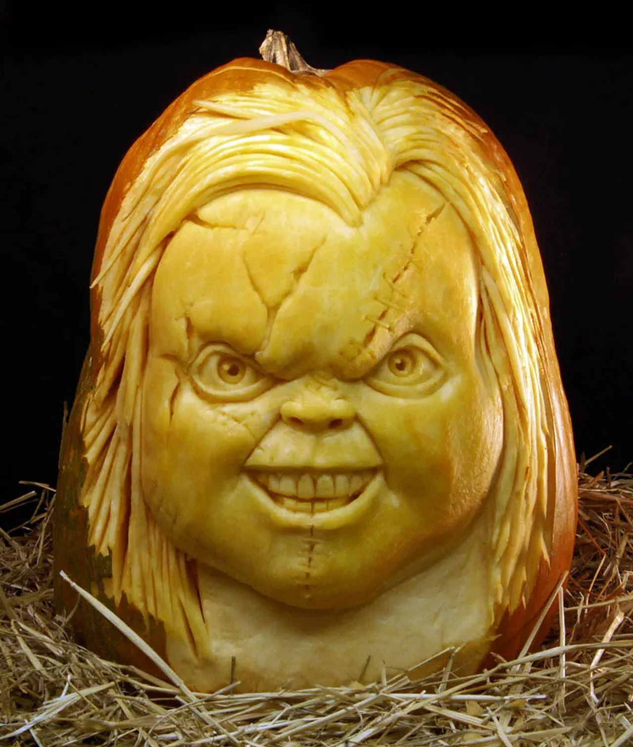 chucky face pumpkin carving